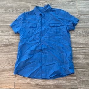 🔥3 for $5 Blue Button Down Short Sleeve Shirt with Pocket